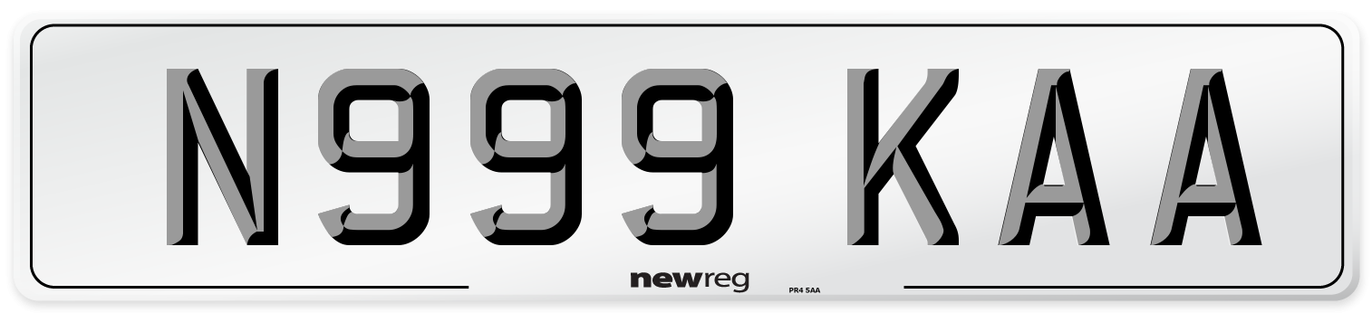 N999 KAA Number Plate from New Reg